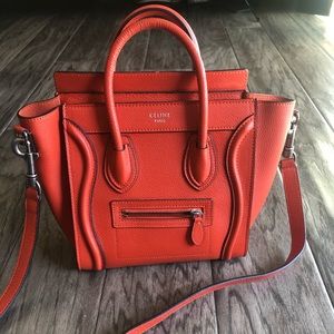 Orange Celine Nano Luggage Tote